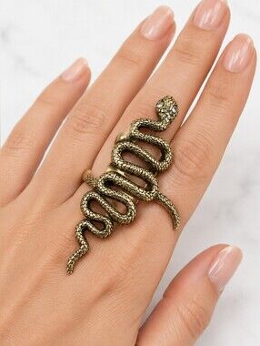 BRASS SERPENT Ring With Chrystal Eyes